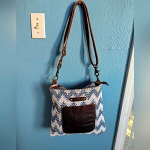 Blue and Brown Women's Bag